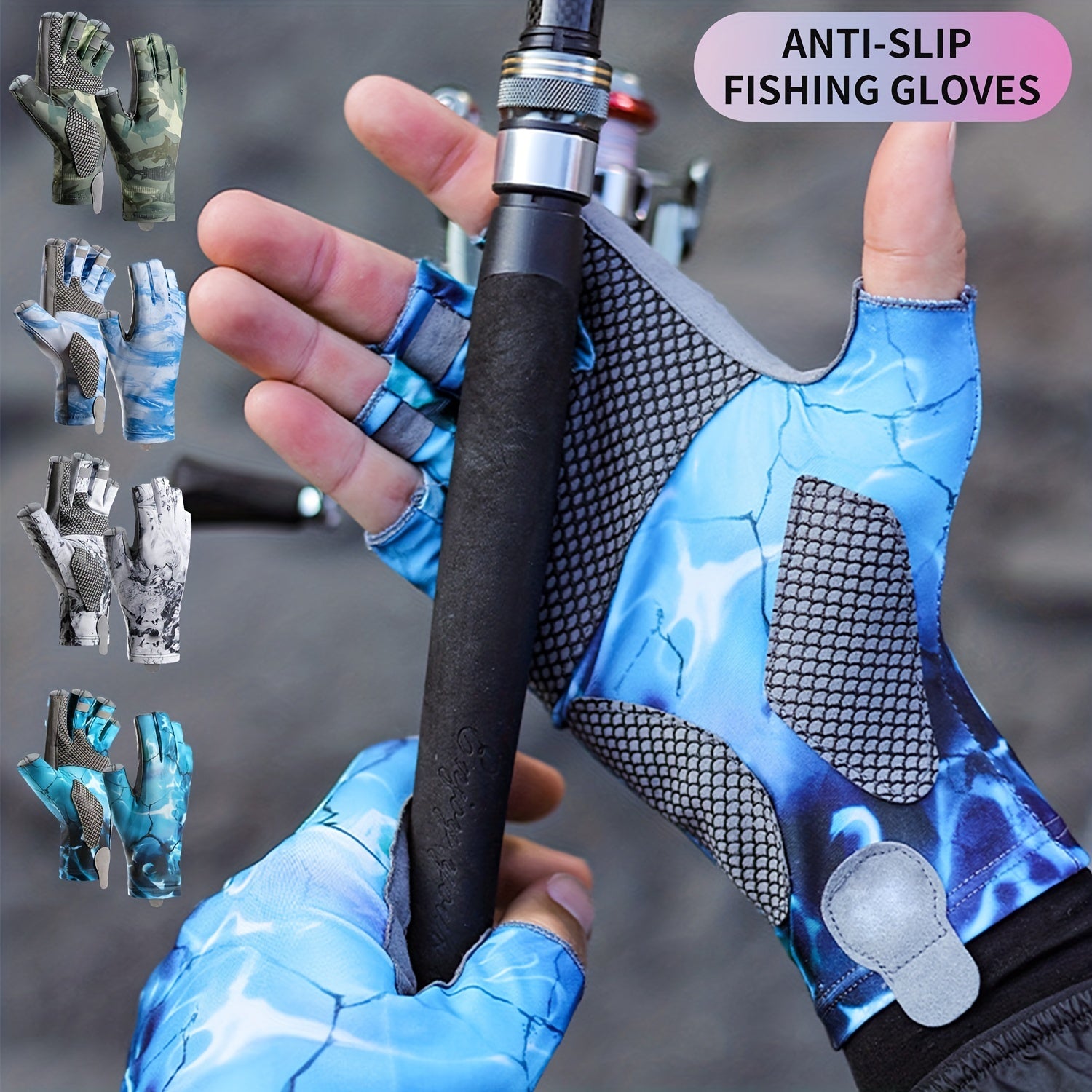 Breathable Half Finger Fishing Gloves UV Protection Cut Resistance Men Women