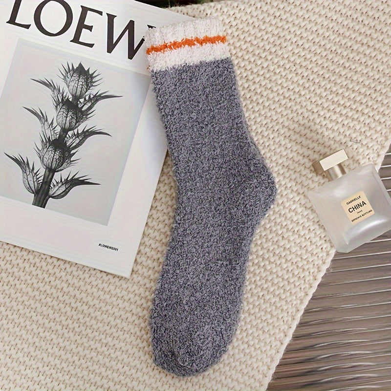 6 Pairs Men's Letter Crew Socks Breathable Plush Comfy Casual Unisex Socks