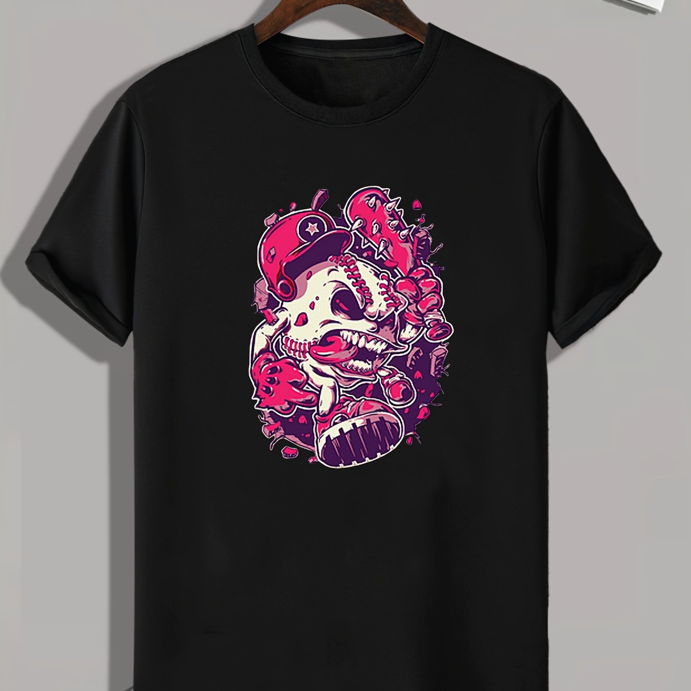 Anime Skull Print Men's Graphic T-shirt for Summer