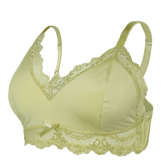 Plus Size Satin Lace Wireless Bralette