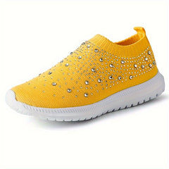 Women's Rainbow Rhinestone Sock Sneakers Slip On Sports Shoes