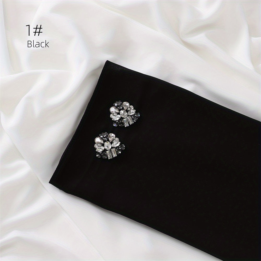 Chiffon Hijab Rhinestone Decorated Turban Headscarf