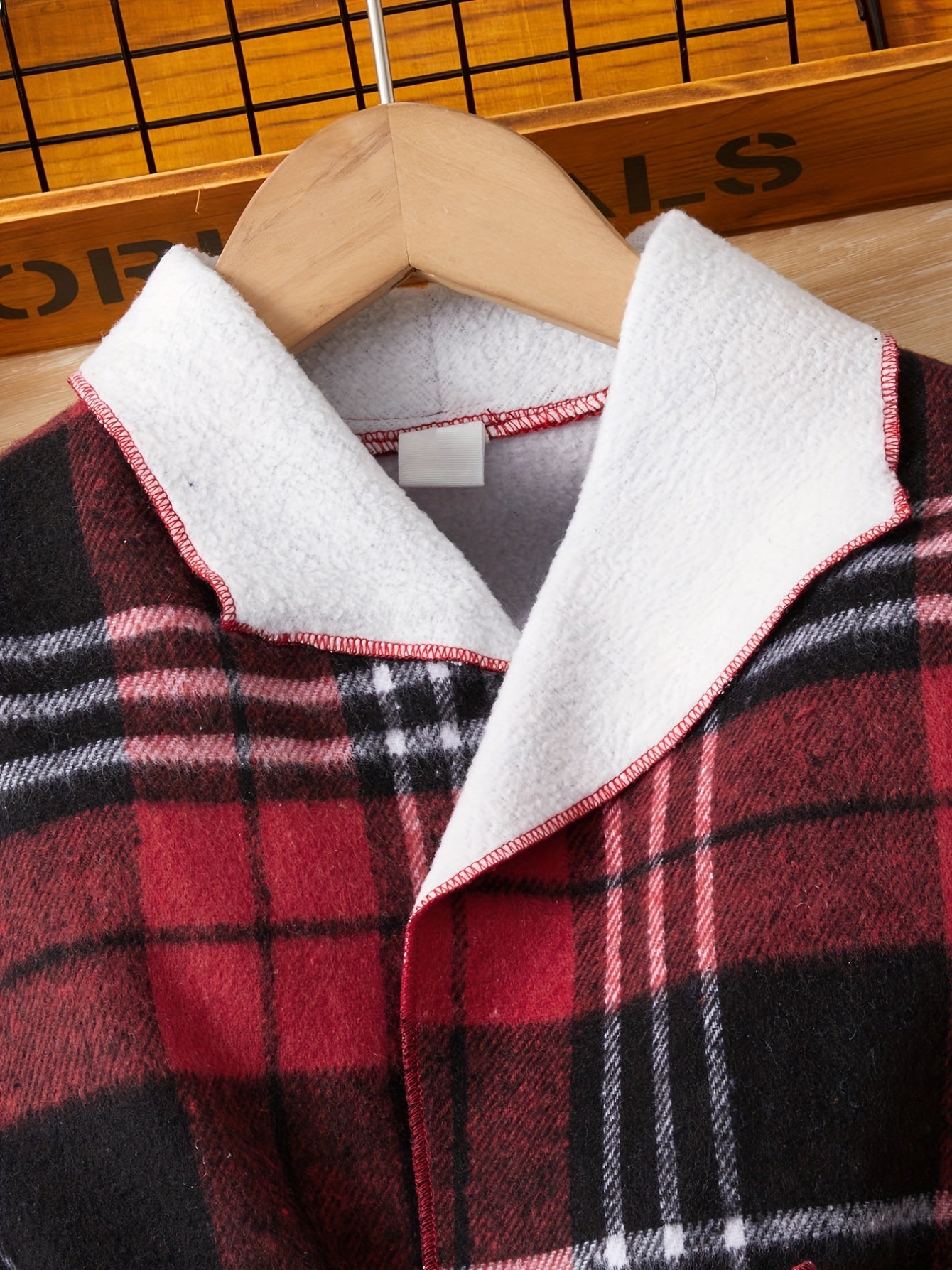 Girls' Christmas Plaid Lapel Fleece Jacket Coat For Fall Winter