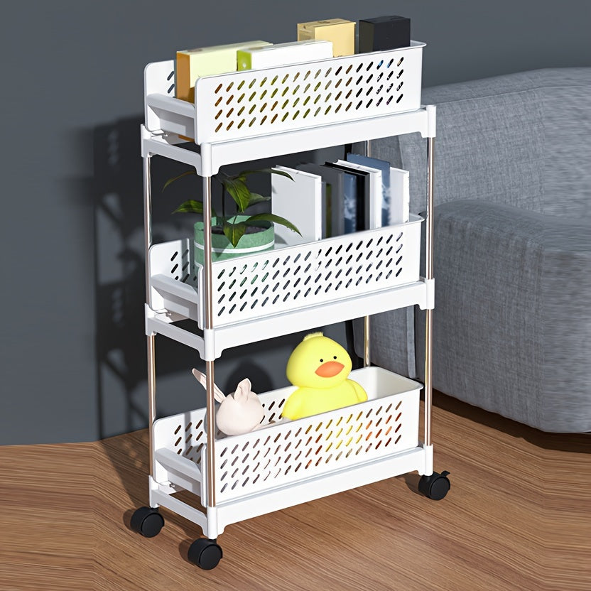 1pc 3 Layer Movable Kitchen Storage Rack Sliding Gap Pullout Storage Rack
