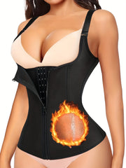 Front Buckle Shaping Tank Tops Waist Trainer Tummy Control Slimmer Zipper Top