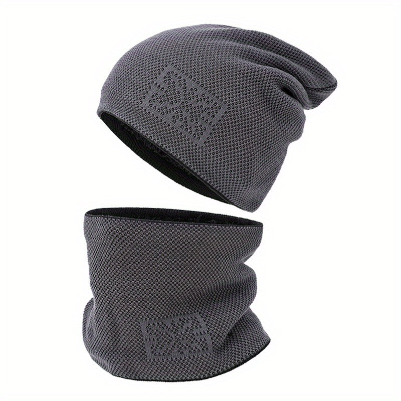 2-Piece Set Velvet Knitted Hat for Women Men Winter Warmth