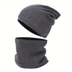 2-Piece Set Velvet Knitted Hat for Women Men Winter Warmth