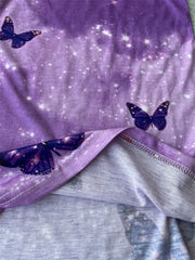 Purple Butterfly Graphic Princess Dress for Summer