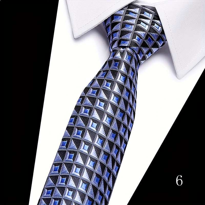 7 Men's Formal Polyester Silk Tie Checkered Necktie