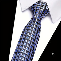 7 Men's Formal Polyester Silk Tie Checkered Necktie
