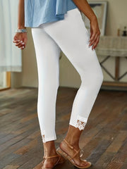 Contrast Lace Skinny Leggings Casual Every Stretchy Leggings