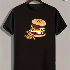 Hamburger Print Men's Tee Summer Casual Graphic T-shirt