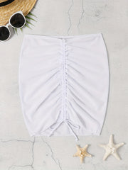 Drawstring Cover Up Skirt Semi Sheer High Stretch Sexy Beachwear