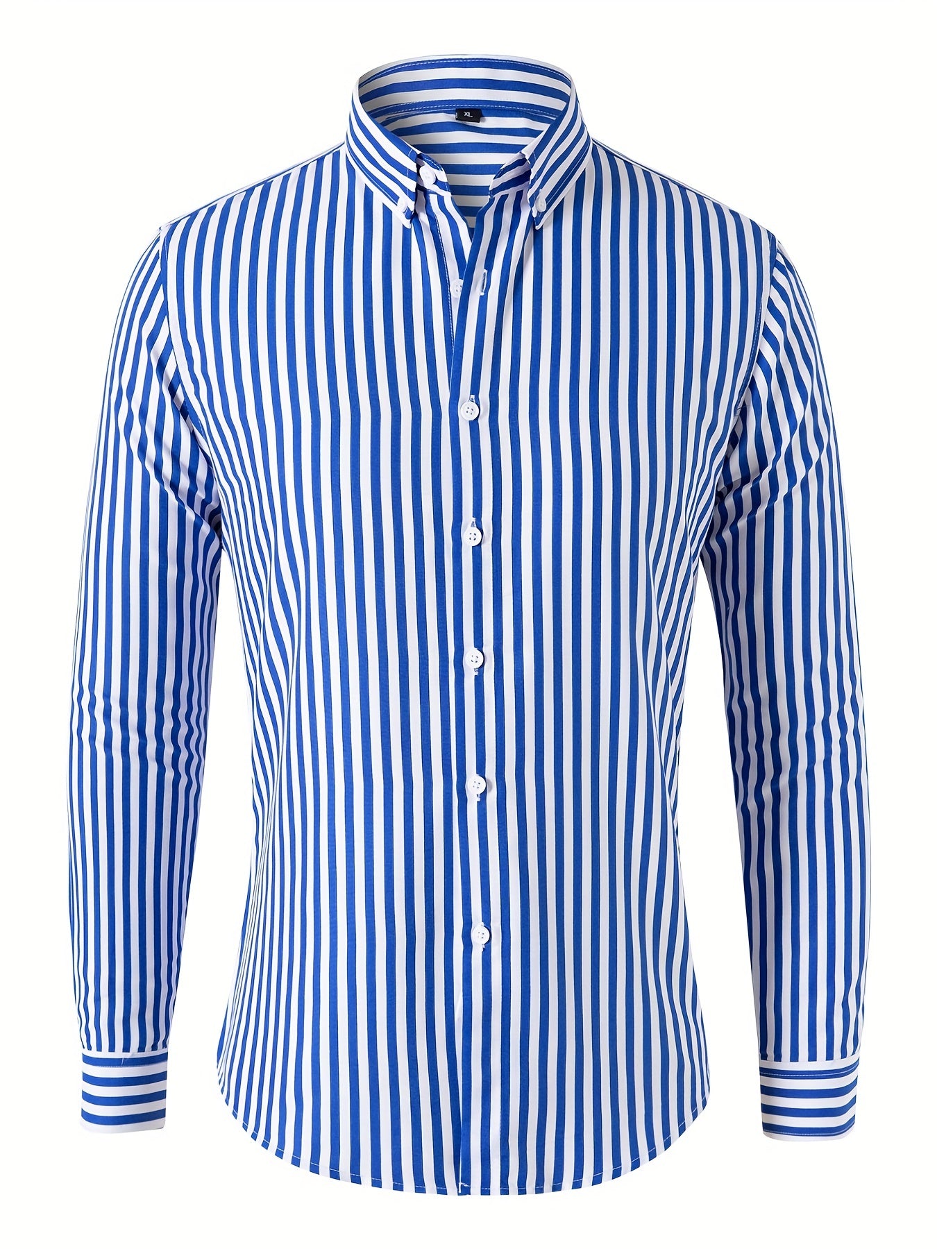 Men's Stripe Print Button Up Shirt