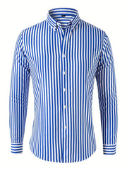 Men's Stripe Print Button Up Shirt