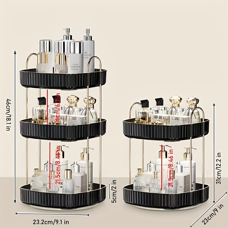 360 Rotating Plated Edge Organizer Cosmetics Storage Tray