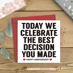 Anniversary Card For Husband/Wife I Love You Gift Happy Wedding Anniversary Card