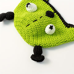 Big Eye Beanie Green Knit Hat Long Tassel Warm Lightweight Y2K Skull Hats Women