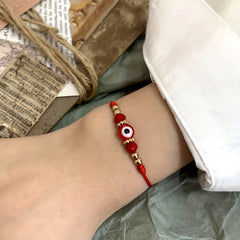 Y2K Style Beaded String Bracelet Devil's Eye Pattern Beads Adjustable Braided