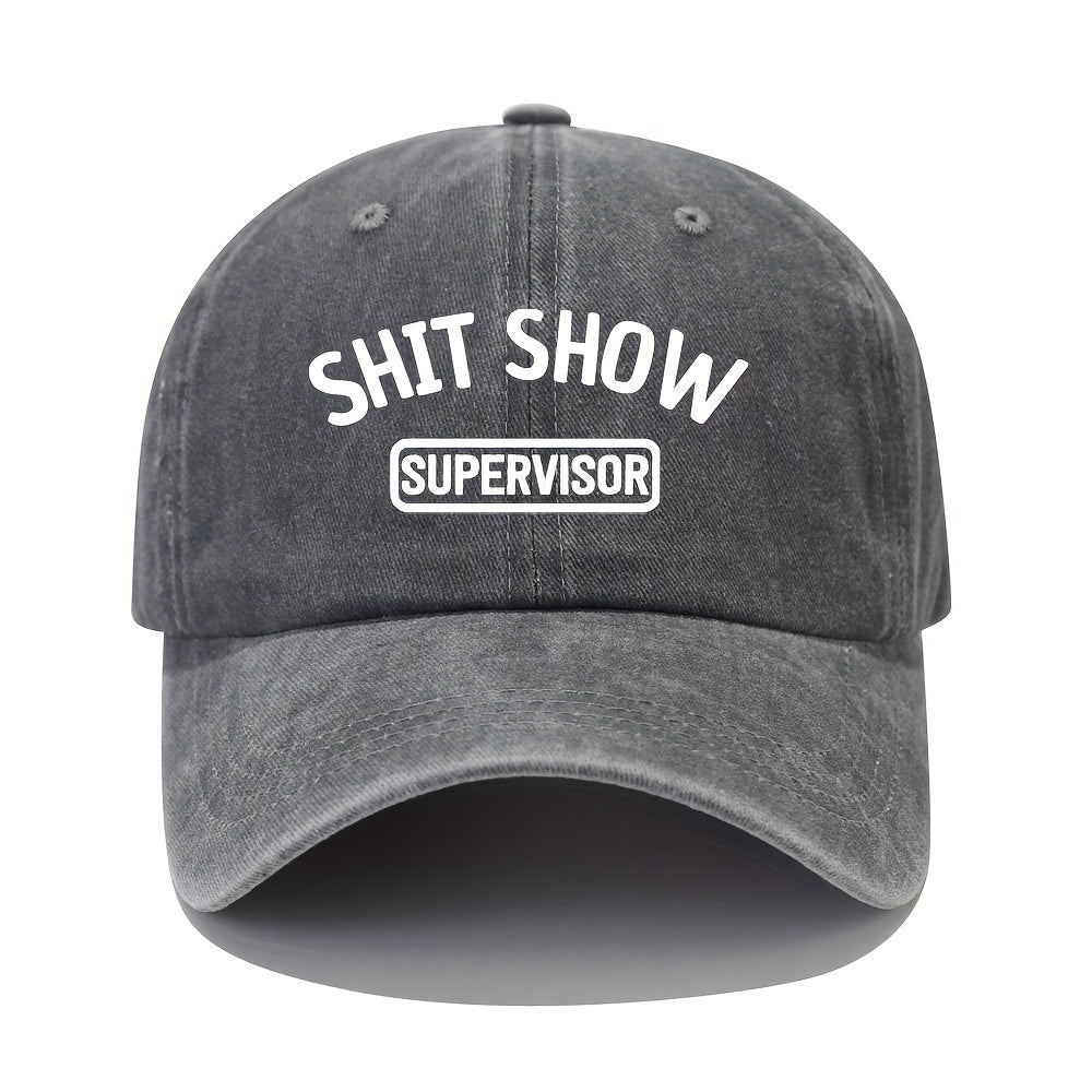 Vintage Funny Letters Print Baseball Cap Washed Distressed Dad Hat