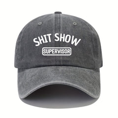 Vintage Funny Letters Print Baseball Cap Washed Distressed Dad Hat