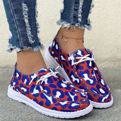 Leopard Pattern Canvas Casual Flat Shoes Lightweight Outdoor Walking Shoes
