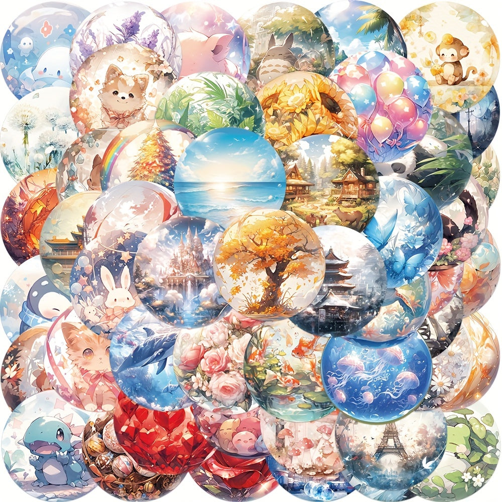 50pc Glass Ball World Stickers Decoration Cartoon Graffiti Stickers