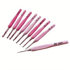 8pcs Knitting Tool Sweater Needle Gradient Soft Plastic Handle Aluminum Crochet