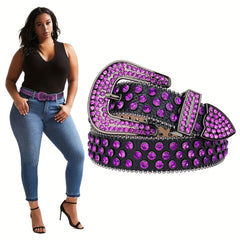 Purple Rhinestone Belt Western Cowgirl Cowboy Bling Waistband