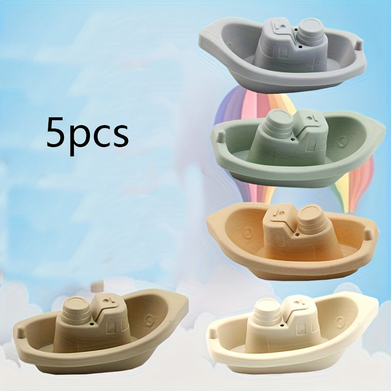 5pcs Kids' Bathing Toys Colorful Boat Folding Cups Tower Water Sprinkling Toys