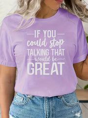 Letter Graphic Tee Round Neck Casual Sports TShirt Women's Summer Tops