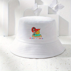 Y2K Mermaid Print Bucket Hat Basin Hat Candy Lightweight Fisherman Cap Sun Hat