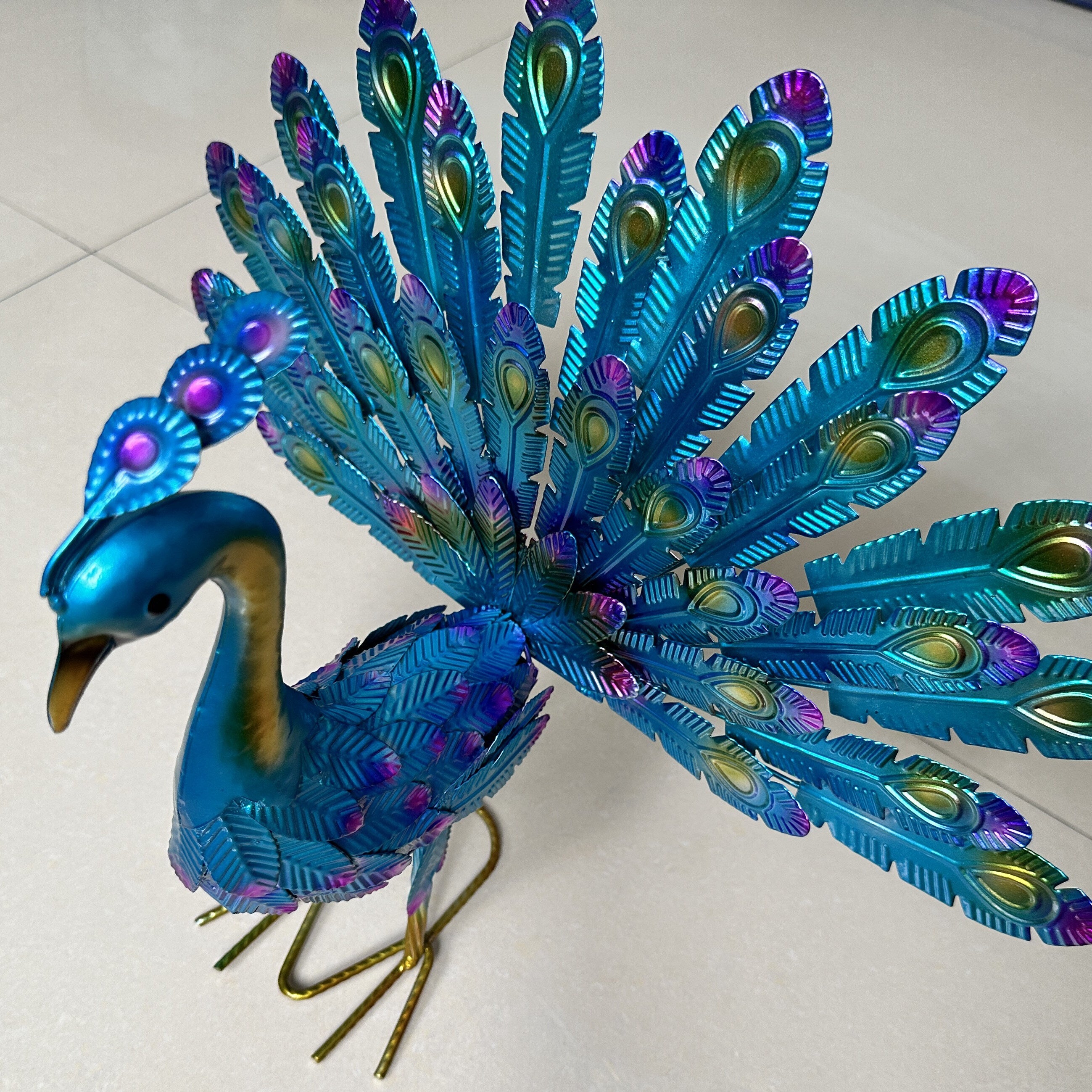 Realistic Metal Peacock Outdoor Statue Garden Decor
