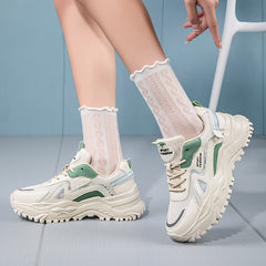 Women's Colorblock Chunky Sneakers Platform Lace Up Running Shoes