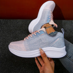 Women's Flying Woven Running Shoes Lace Up Breathable