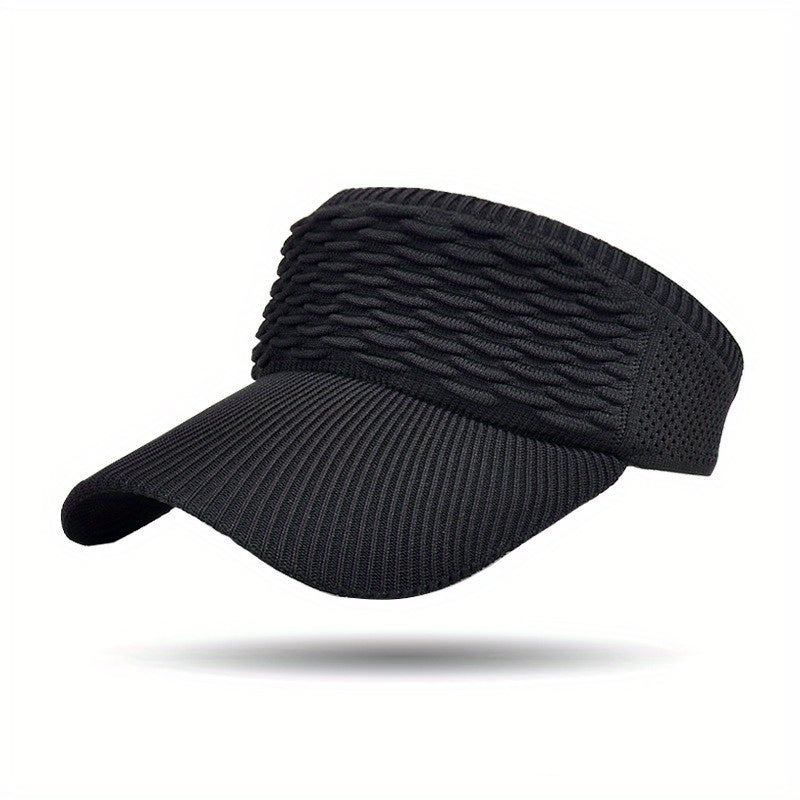Pleated Knit Visor Hat for Women UV Protection Breathable Baseball Cap