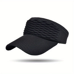 Pleated Knit Visor Hat for Women UV Protection Breathable Baseball Cap