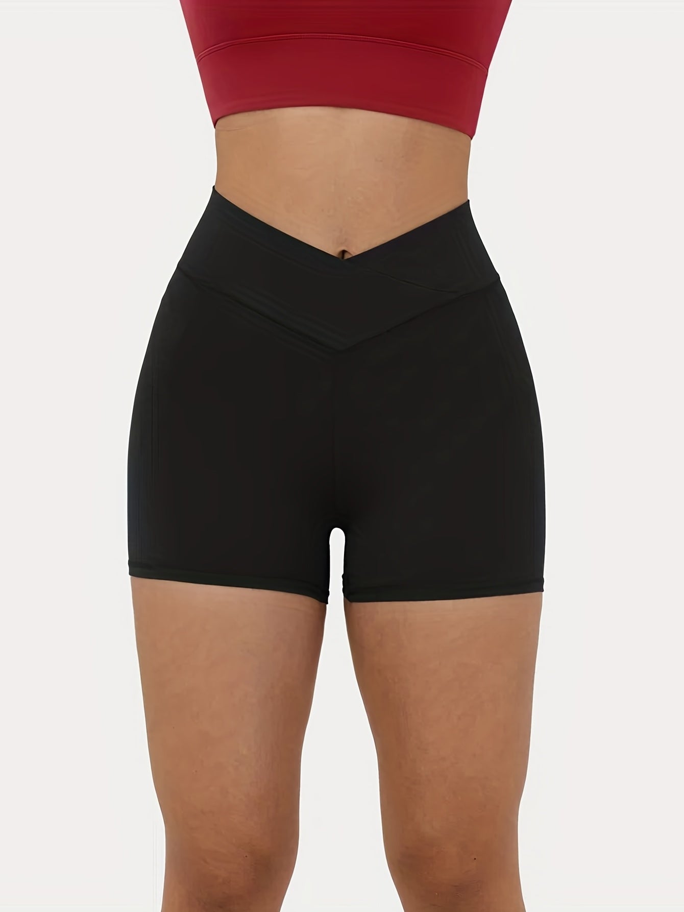 Cross Waist Stretch Biker Shorts