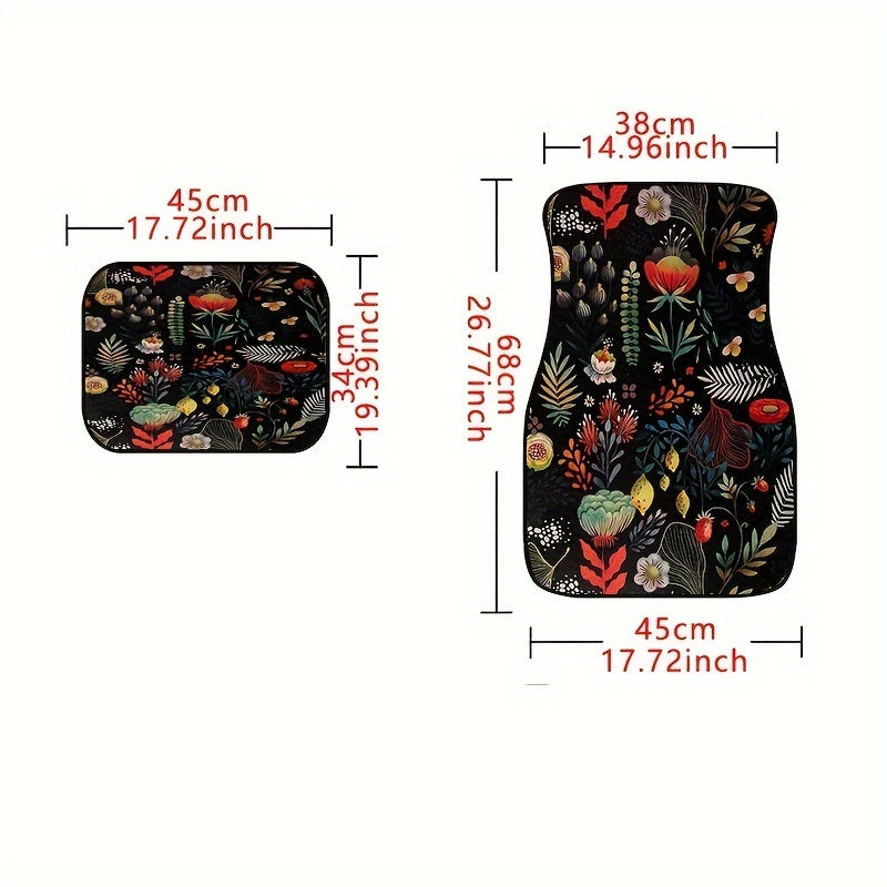 4pcs Daisy Butterfly Dragonfly Car Floor Mats Non slip And Stain resistant Mats