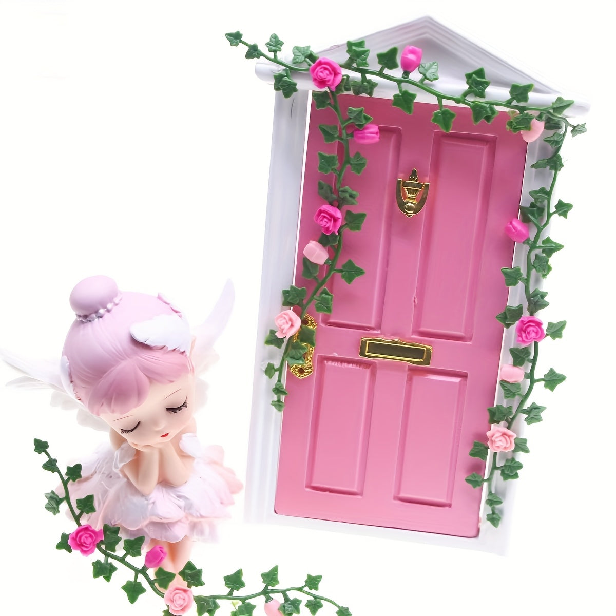 Dollhouse Flower Vine Pink & Green Plastic Mini Garden Scene Frame