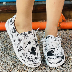 Women's Halloween Print Canvas Shoes Casual Lace Up Outdoor Shoes