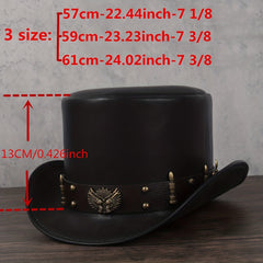 Leather Top Hat President Traditional Fedoras Magician Steampunk Cosplay Cap