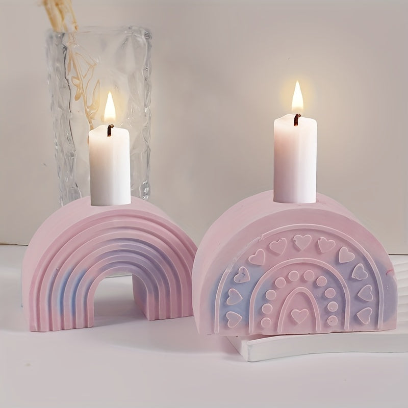 DIY Crystal Epoxy Resin Mold Rainbow Arch Candle Holder Silicone Mold