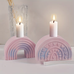 DIY Crystal Epoxy Resin Mold Rainbow Arch Candle Holder Silicone Mold