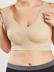 3 Pack Plus Size Casual Bras Set Women's Plus Solid Wireless Invisible