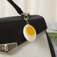 Boiled Egg Keychain Funny Food Pendant for Backpacks and Bags