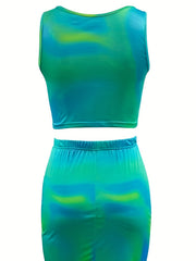 Tie Dye Tank Top & High Rise Skirt Set