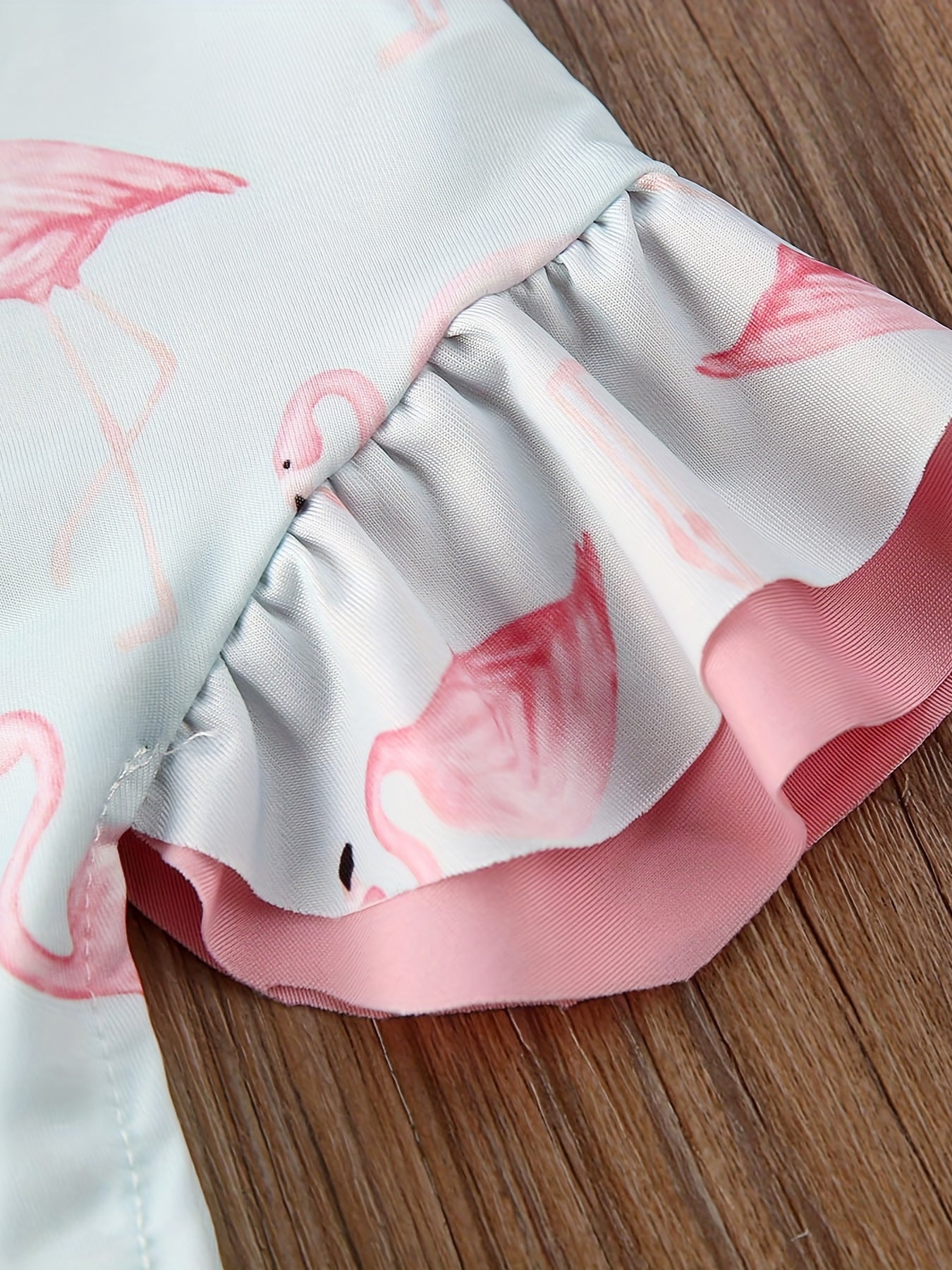2pcs Toddler Baby Girl Flamingo Swimsuit Ruffle Bathing Suits & Hats