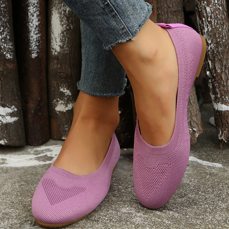 Women's Knitted Ballet Flats Lightweight Slip On Shoes