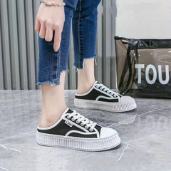 Women's Canvas Mule Sneakers Slip On Platform Shoes